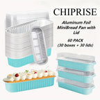 Disposable Mini Cake Boxes 30pcs with Lids & Spoons - Aluminum Foil Baking Cups for Cheesecakes, Custards & Desserts, Party Favor Containers in 5 Colors