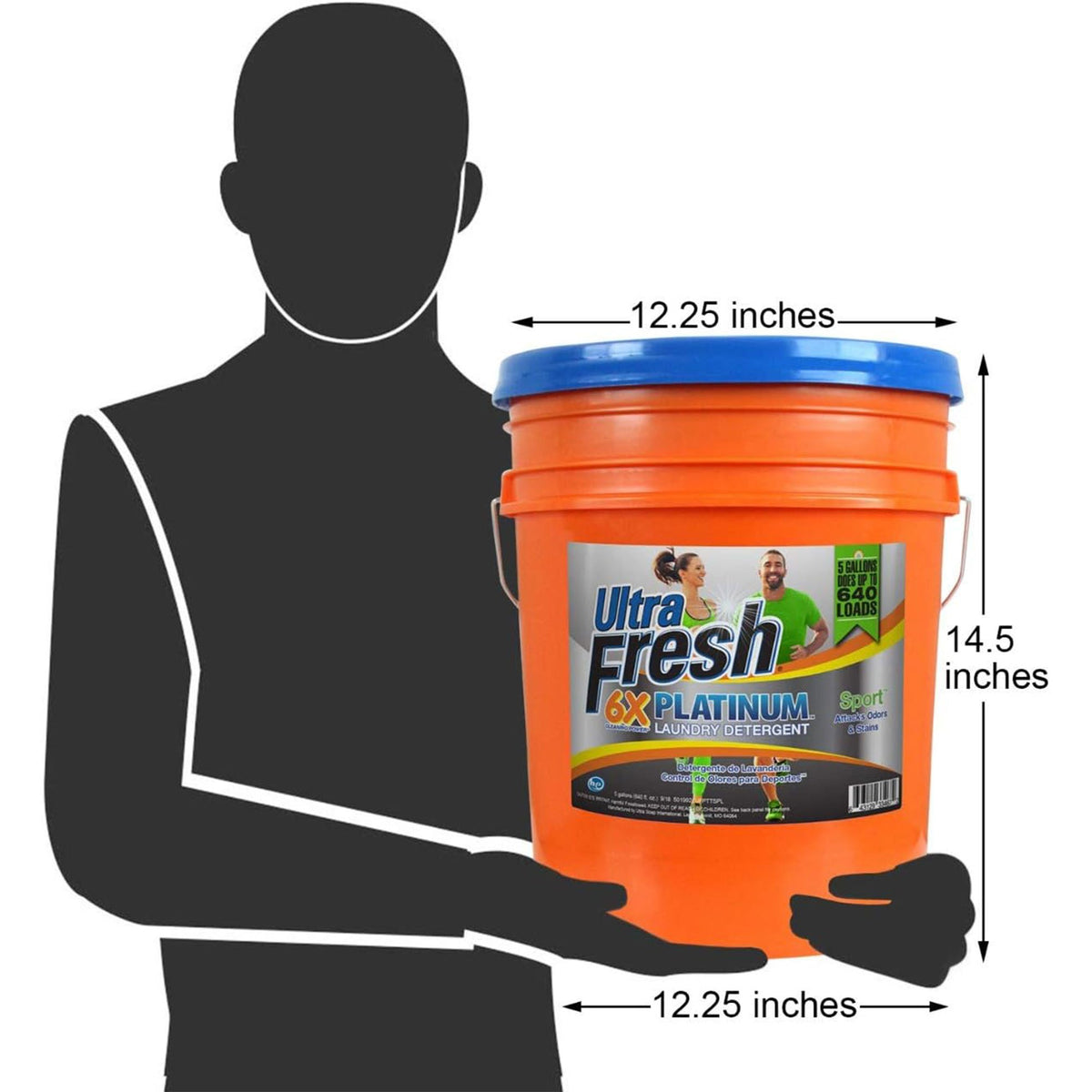 Ultra Fresh 6X Concentrated Liquid Laundry Detergent 5 Gallon with Pump, Up to 640 Loads HE Compatible All Machine Types, No Phosphates No Bleach, 4 Scent Options