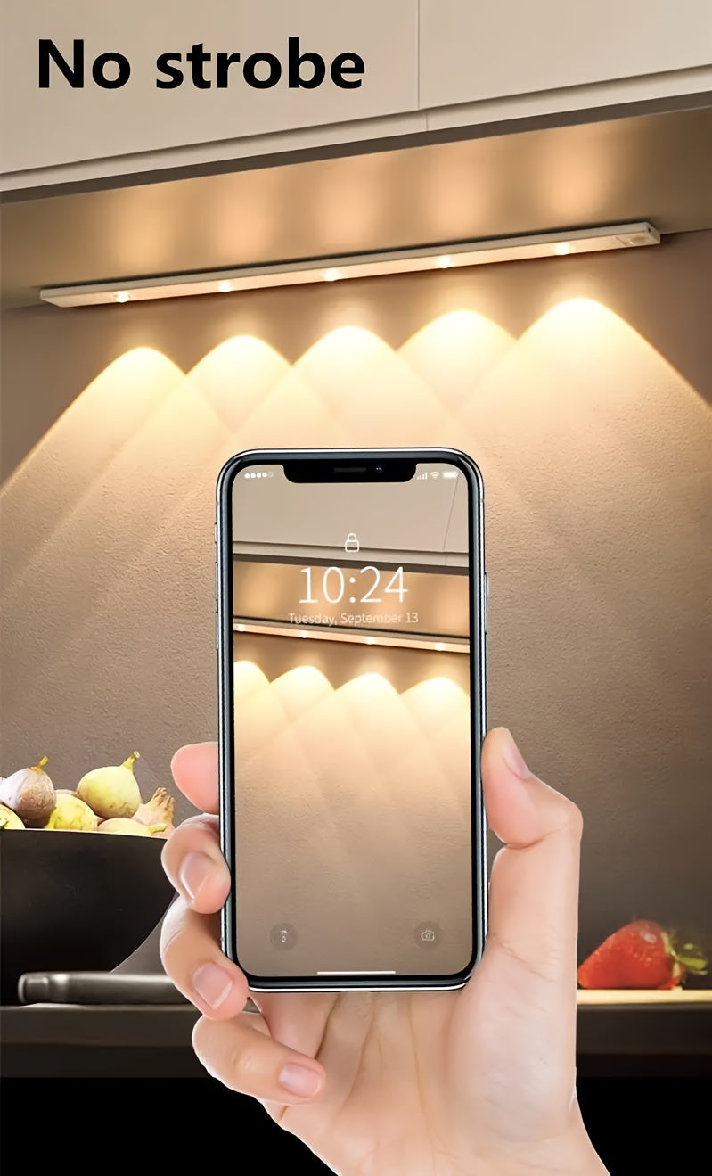 LED Motion Sensor Light Strip USB Rechargeable – Under Cabinet Wardrobe Night Light, 3 Color Modes, Self-Adhesive Magnetic Mount for Kitchen, Bedroom & Shoe Cabinet | 20/30/40cm