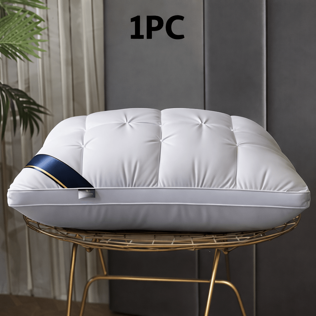 Hotel Quality Bed Pillows - Luxury Soft Polyester Fiber Satin Cover, Deep Sleep Neck Support No-Collapse, Zipper Closure Machine Washable, All-Season, 1/2/3/4-Pack White & Gray