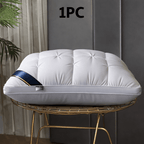 Hotel Quality Bed Pillows - Luxury Soft Polyester Fiber Satin Cover, Deep Sleep Neck Support No-Collapse, Zipper Closure Machine Washable, All-Season, 1/2/3/4-Pack White & Gray