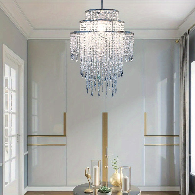 Crystal Chandelier Lampshade Acrylic Beaded Branch Ceiling Pendant Light Fixture for Wedding Party Living Room Home Decor