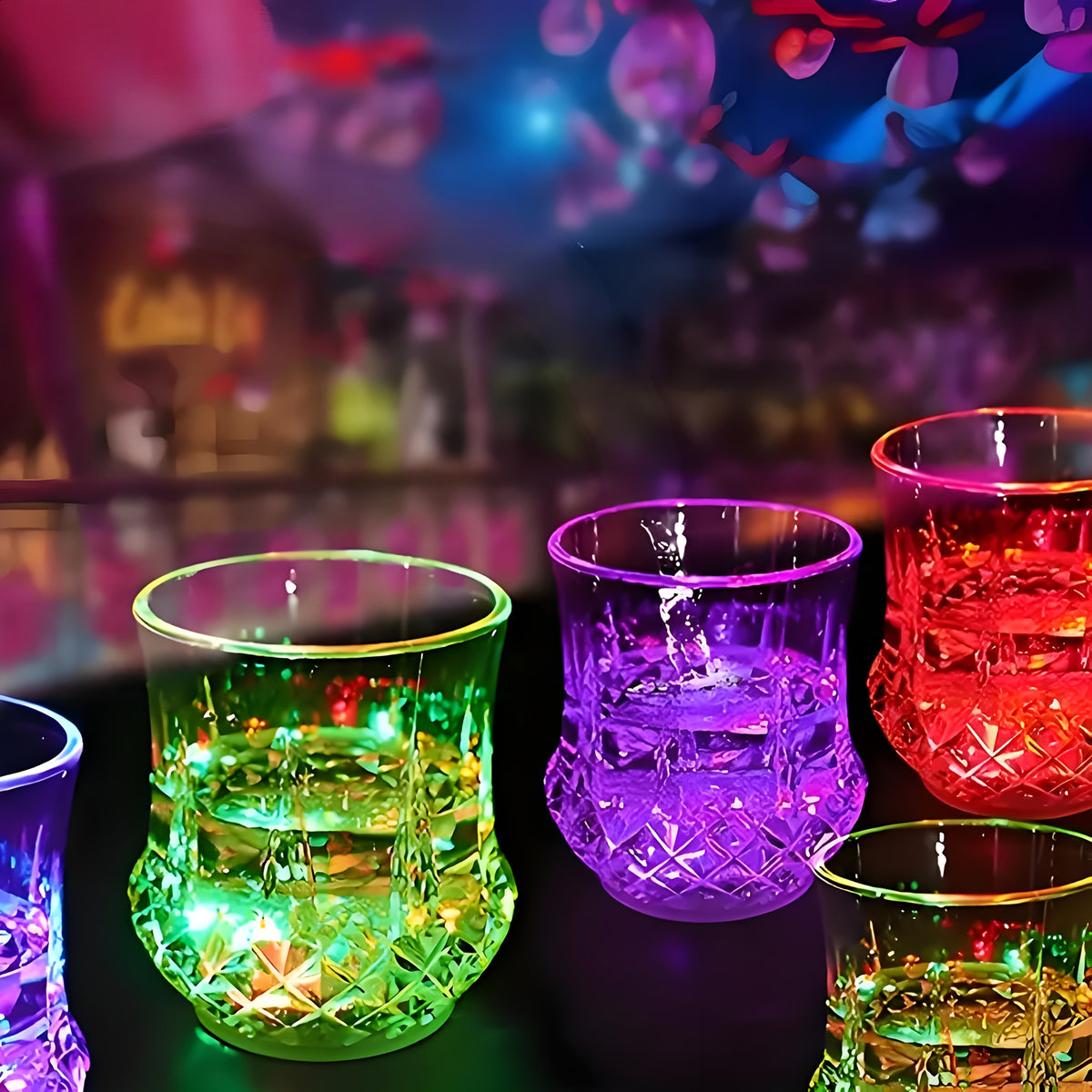 LED Light Up Cups 6 Pack - Glow in the Dark Beer Mugs with Colored LED Lights for Party, Birthday, Christmas, Disco & Valentine's Day, Fun Party Supplies Drinkware Set