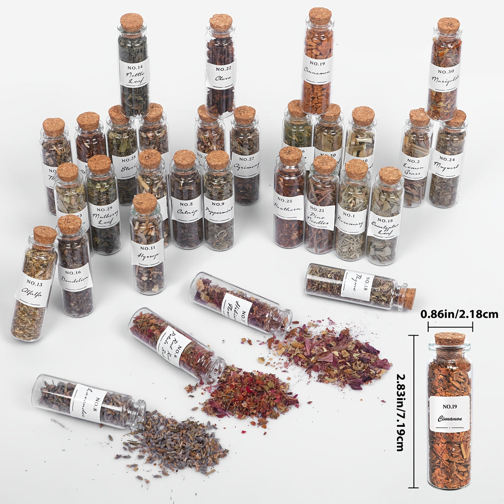 45 Bottles Dried Herbs & Flowers Kit with Crystal Spoon – Beginner Altar Supplies for Wicca, Pagan Magic, Incense, Bath & Spells, Unique Gift for Mother’s Day, Graduation & Wedding