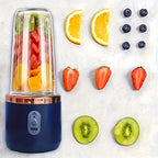 Portable USB Blender Juicer 2-Pack with 6 Blades | Handheld Smoothie Maker for Travel Office | USB Rechargeable Personal Blender for Milkshakes & Iced Drinks