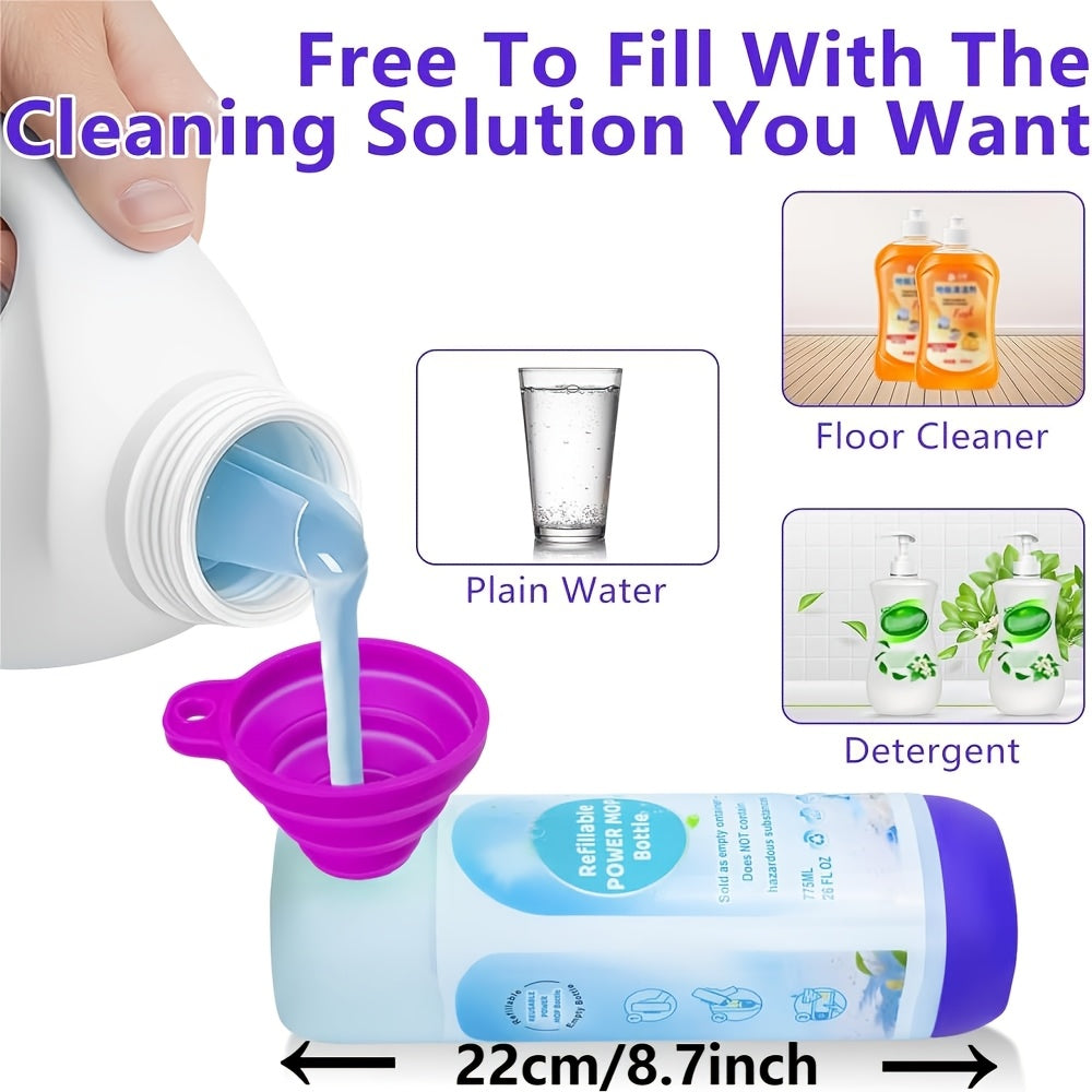 Refillable Bottle for Swiffer PowerMop 26 oz – Reusable Leak-Proof HDPE Mop Bottle with 5 Gaskets & Folding Funnel, Compatible with Power Mop, Eco-Friendly Floor Cleaning Solution