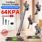 Cordless Vacuum Cleaner 54-64 KPA Lightweight with Anti-Tangle Brush, Removable Battery & Green LED – 45-Min Runtime for Carpet, Pet Hair, Hardwood Floors & Car Detailing