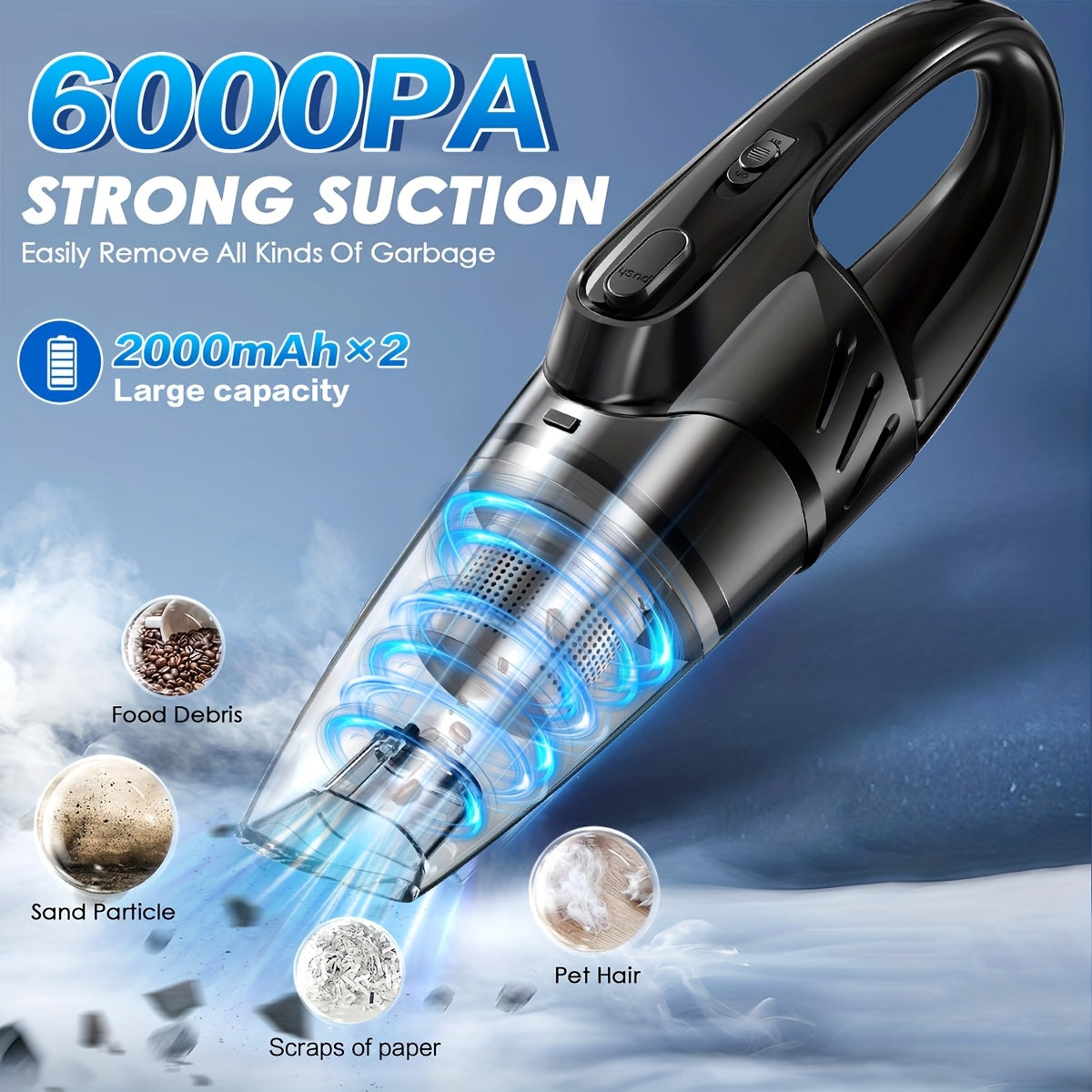 Cordless Car Vacuum Cleaner 6000PA Strong Suction Handheld Portable Rechargeable with 5 Accessories for Car Interior Home Pet Hair Cleaning Pink Gift for Women