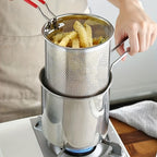 Mini 304 Stainless Steel Deep Fryer with Filter Net – Oil-Saving Small Frying Pot for French Fries, Chicken Wings & More | Induction Compatible & Dishwasher Safe