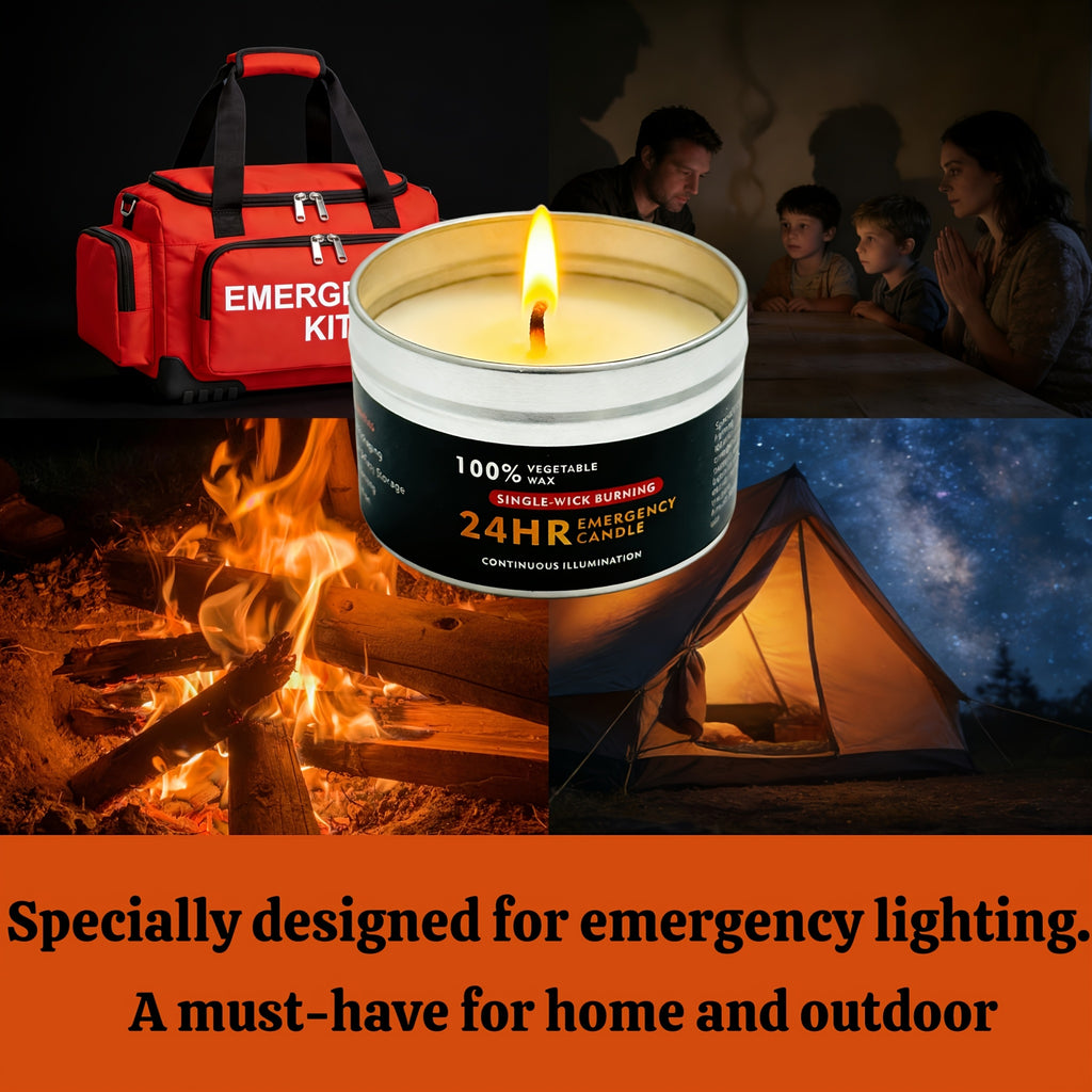Unscented Soy Palm Wax Candles Set of 4 Metal Tin 96 Hour Burn Time – Long Lasting Candles for Camping Hiking Emergency Lighting Holiday Decor Christmas Halloween