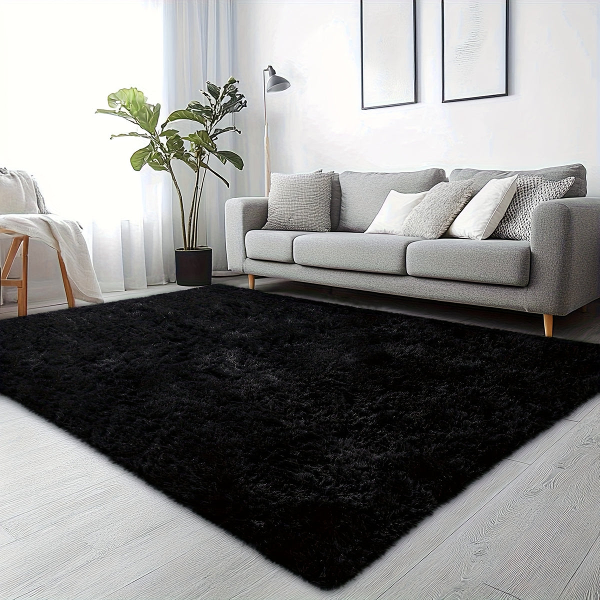 Velvet Shag Area Rug with Non-Slip Backing – Super Soft Plush Indoor Carpet for Living Room, Bedroom & Kitchen, Tie-Dye & Solid Colors, 5 Sizes