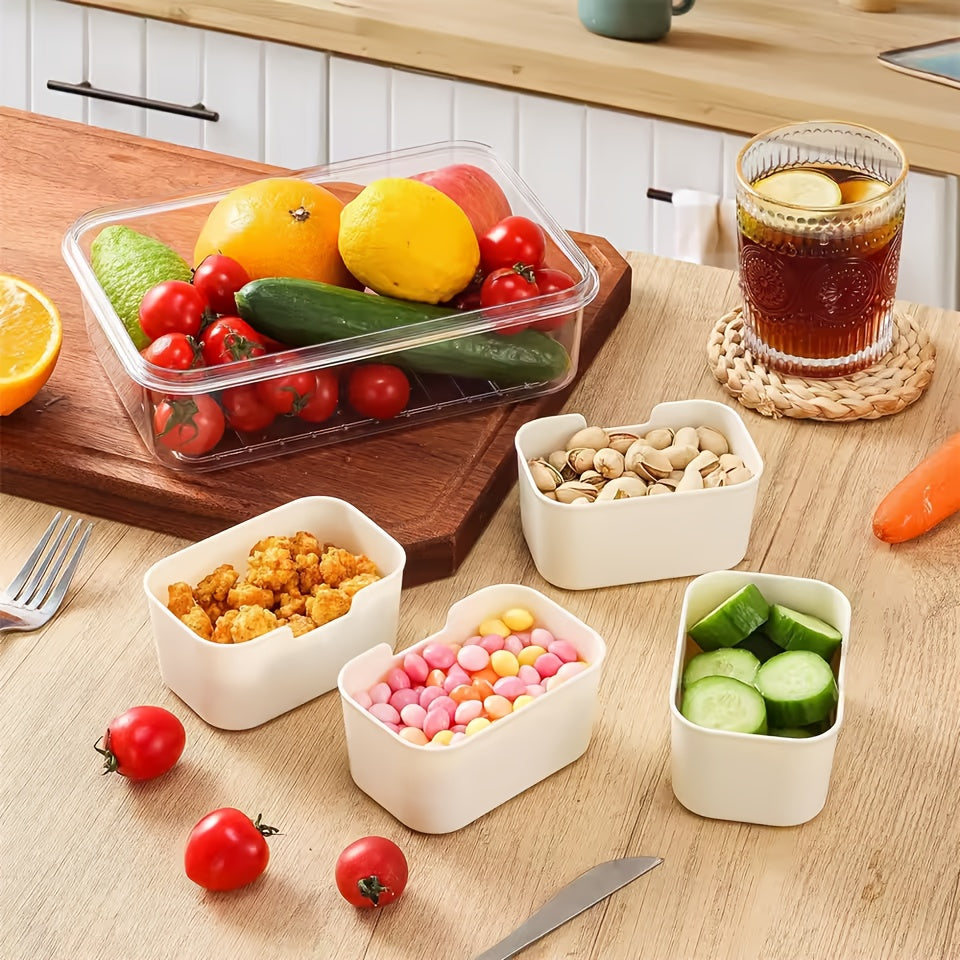 Snack Box Container Tray with Lid & Separate Compartments 2-Pack – Dishwasher-Safe PET Plastic Food Storage Organizer for Picnics, Travel, Parties, Lunchboxes & Office