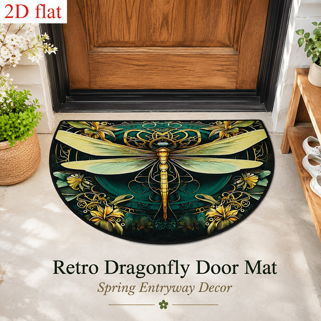Retro Dragonfly Print Flat Washable Door Mat – Indoor & Outdoor Floor Rug for Entrance, Bathroom, Living Room & Laundry | 19”x31” (50×80cm)