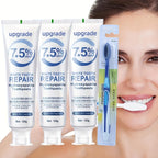Hydroxyapatite Toothpaste 3 Pack 7.5% Nano Formula with Toothbrush Whitens Teeth Freshens Breath Travel Home Oral Care - Gift for Women