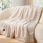Liquid-Proof Reversible Sherpa Pet Blanket & Furniture Protector – Dog & Cat Throw Cover for Sofa, Bed & Couch | Small, Medium & Large Pets | Light Gray, Khaki, Beige