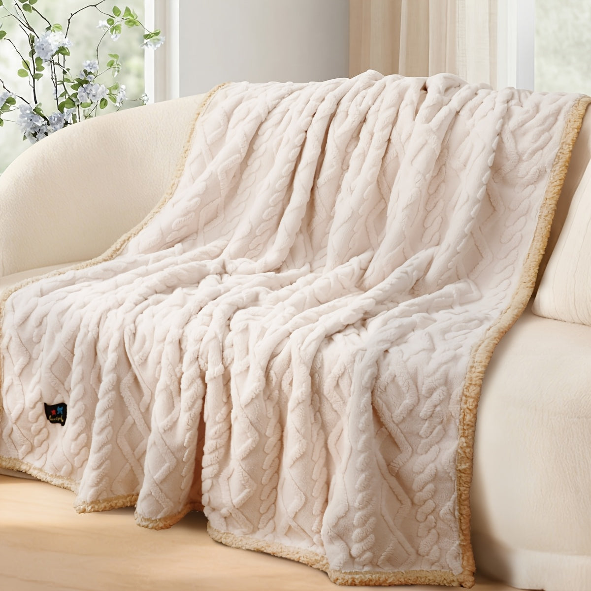Liquid-Proof Reversible Sherpa Pet Blanket & Furniture Protector – Dog & Cat Throw Cover for Sofa, Bed & Couch | Small, Medium & Large Pets | Light Gray, Khaki, Beige