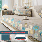 Bohemian Embroidered Sofa Cushion Cover Geometric Tree Leaf Design Pet Friendly Elegant Blue Gold for Living Room Bedroom Office All Sofa Sizes