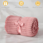 Faux Rabbit Fur Throw Blanket Ultra Soft Fluffy Striped Plush Blanket for Couch Bed Sofa Luxury Warm Winter Blanket Pink Light Brown