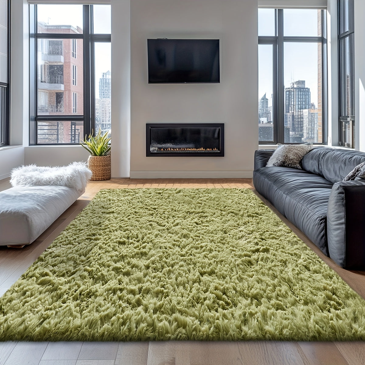 Velvet Shag Area Rug with Non-Slip Backing – Super Soft Plush Indoor Carpet for Living Room, Bedroom & Kitchen, Tie-Dye & Solid Colors, 5 Sizes