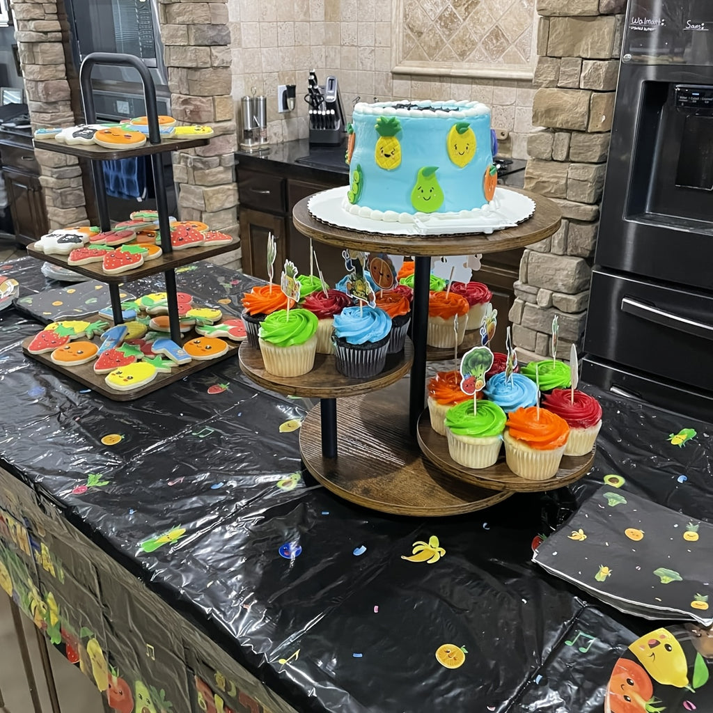 4 Tier Wood Cupcake Stand 360 Rotating Dessert Tower for 50 Cupcakes Farmhouse Tiered Cake Stand for Wedding Birthday Baby Shower Tea Party