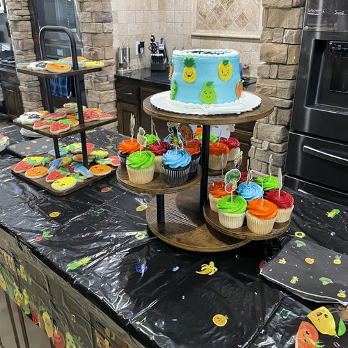4 Tier Wood Cupcake Stand 360 Rotating Dessert Tower for 50 Cupcakes Farmhouse Tiered Cake Stand for Wedding Birthday Baby Shower Tea Party