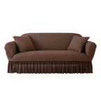 Seersucker Sofa Cover All-In-One Stretch Slipcover – Elastic Band Polyester Spandex Machine Washable Couch Protector for Armchair Loveseat 1 2 3 4 Seater Solid Color