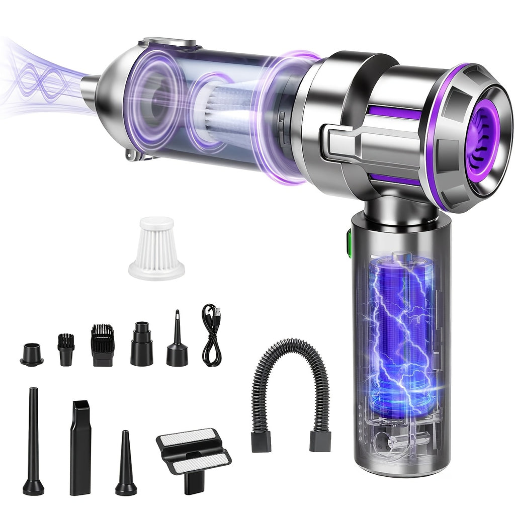 Handheld Vacuum Cleaner 25000PA – 9-in-1 Cordless Car Vacuum, Rechargeable Brushless Motor, Washable Filter, Low Noise for Car, Home, Pet & Office