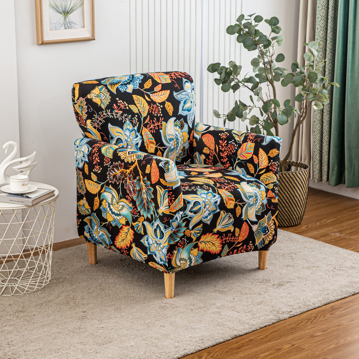 Stretch Armchair Slipcover 1pc - Mid Century Modern Accent Chair Cover with Arms Soft Furniture Protector for Living Room Office Reception Reading Machine Washable