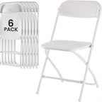 Stackable Folding Dining Chairs 350 Lbs Capacity Steel Frame for Kitchen Dining Room Catering & Outdoor Parties – Space-Saving Plastic Chairs