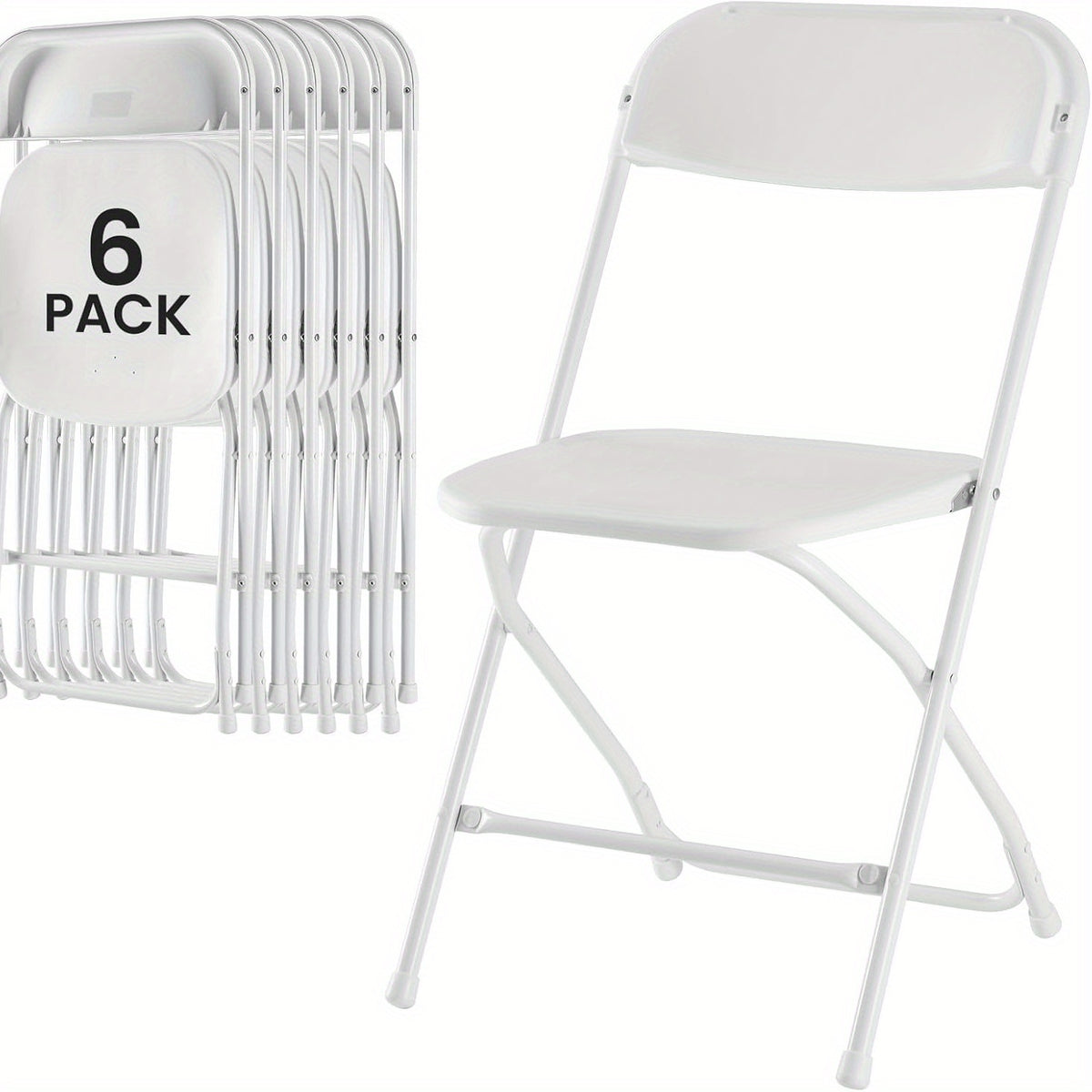 Stackable Folding Dining Chairs 350 Lbs Capacity Steel Frame for Kitchen Dining Room Catering & Outdoor Parties – Space-Saving Plastic Chairs
