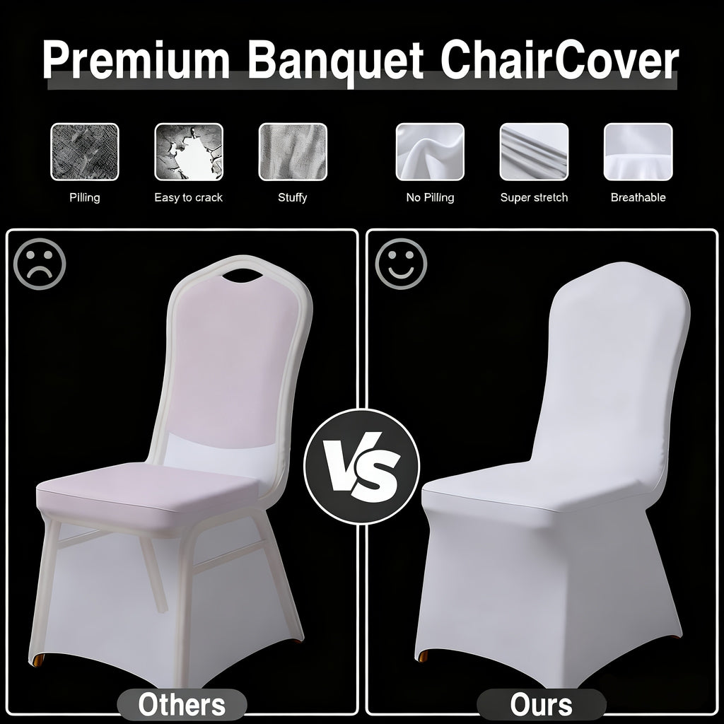 Stretch Spandex Chair Covers 6 12 Pack Machine Washable Wrinkle Resistant - Wedding Banquet Party Event Dining Chair Slipcovers Black White