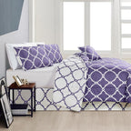 5-Piece Comforter Set – Reversible Quilted Down Alternative Bedding Set with Pillow Shams, Bed Skirt & Cushion | All Season | Twin, Queen, King