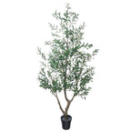 Artificial Olive Tree 5/6/7FT Multi-Trunk Pre-Potted – Lifelike Faux Indoor Tree with 706-1296 Leaves & Realistic Olives – Mediterranean Farmhouse Decor for Home, Office & Porch