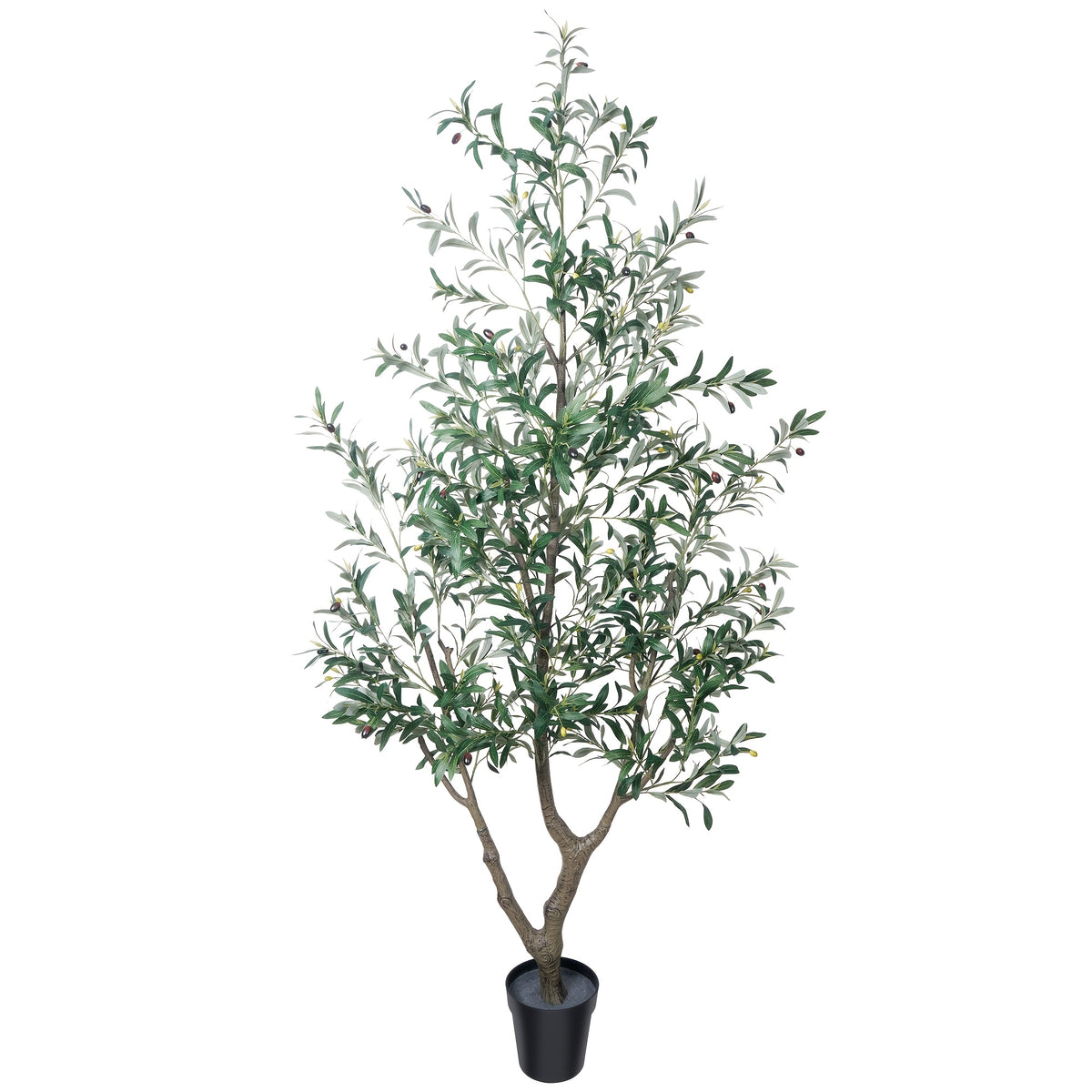 Artificial Olive Tree 5/6/7FT Multi-Trunk Pre-Potted – Lifelike Faux Indoor Tree with 706-1296 Leaves & Realistic Olives – Mediterranean Farmhouse Decor for Home, Office & Porch