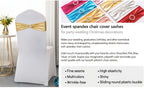 Metallic Spandex Chair Sashes Bow Bands 100pcs – Sparkle Lycra Stretch Chair Ties with Buckle for Wedding, Banquet & Party Decor | Gold, Silver, Rose Gold