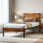 Metal Frame Bed Frame with Headboard No Box Spring Needed, Sturdy Wood Slats Support 800 lbs, Twin Full Queen, Bedroom Platform Bed