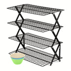 Wire Cooling Rack Set Collapsible Stainless Steel with Muffin Cup Slots - Baking Rack for Cakes, Cupcakes, BBQ & Drying, Stackable Oven Safe Cooling Grid