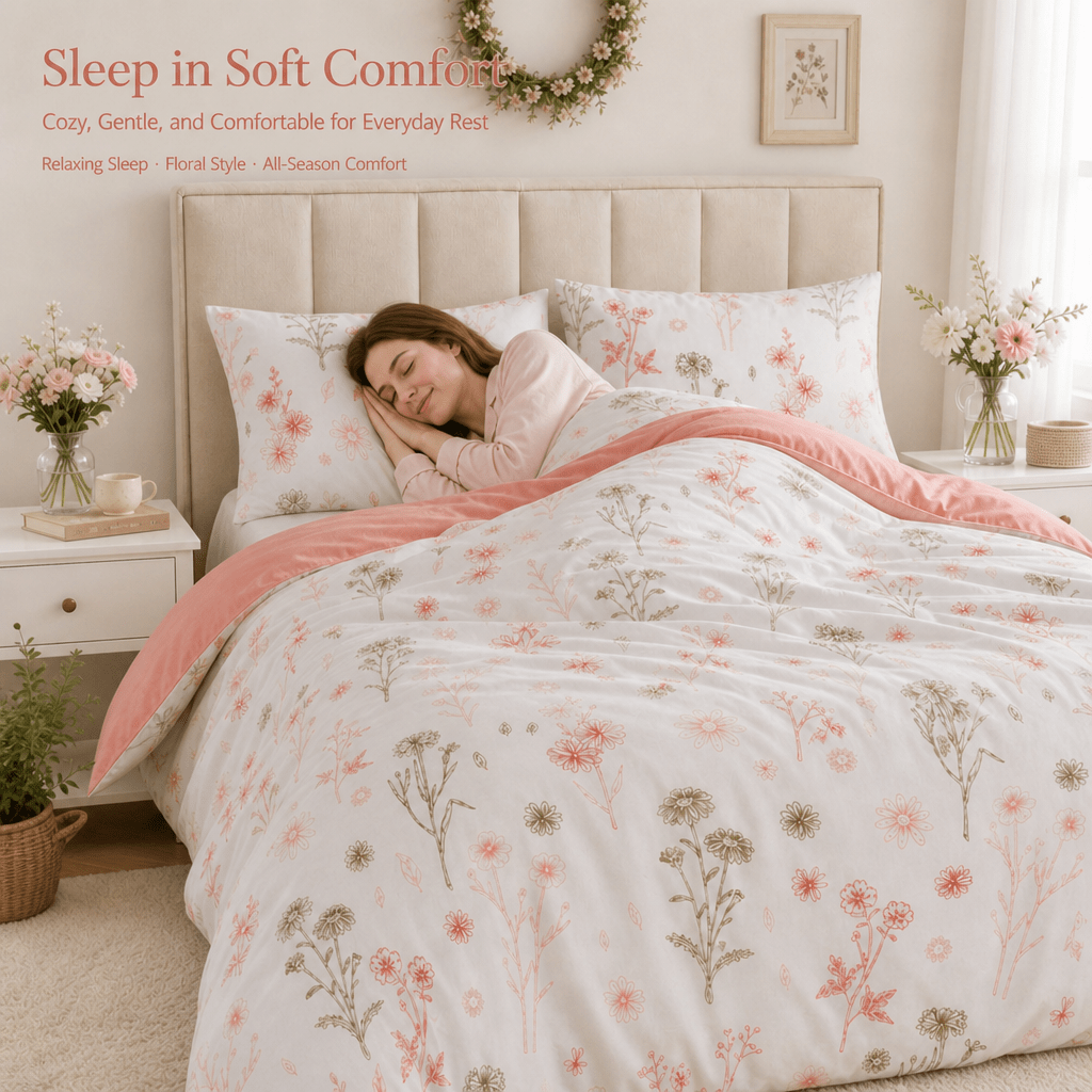 Duvet Cover Set Multicolor Floral Print Queen King Twin Full - 3-Piece Soft Breathable Bedding with Pillowcases, Boho Bedroom Decor All-Season