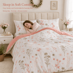 Duvet Cover Set Multicolor Floral Print Queen King Twin Full - 3-Piece Soft Breathable Bedding with Pillowcases, Boho Bedroom Decor All-Season