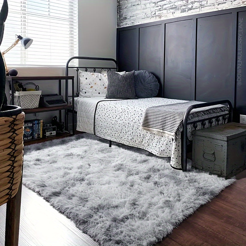 Fluffy Shag Area Rug for Living Room Bedroom - Super Soft Plush Faux Fur Carpet, Thick Shaggy Indoor Rug, Gray & Tie-Dye, 4 Sizes