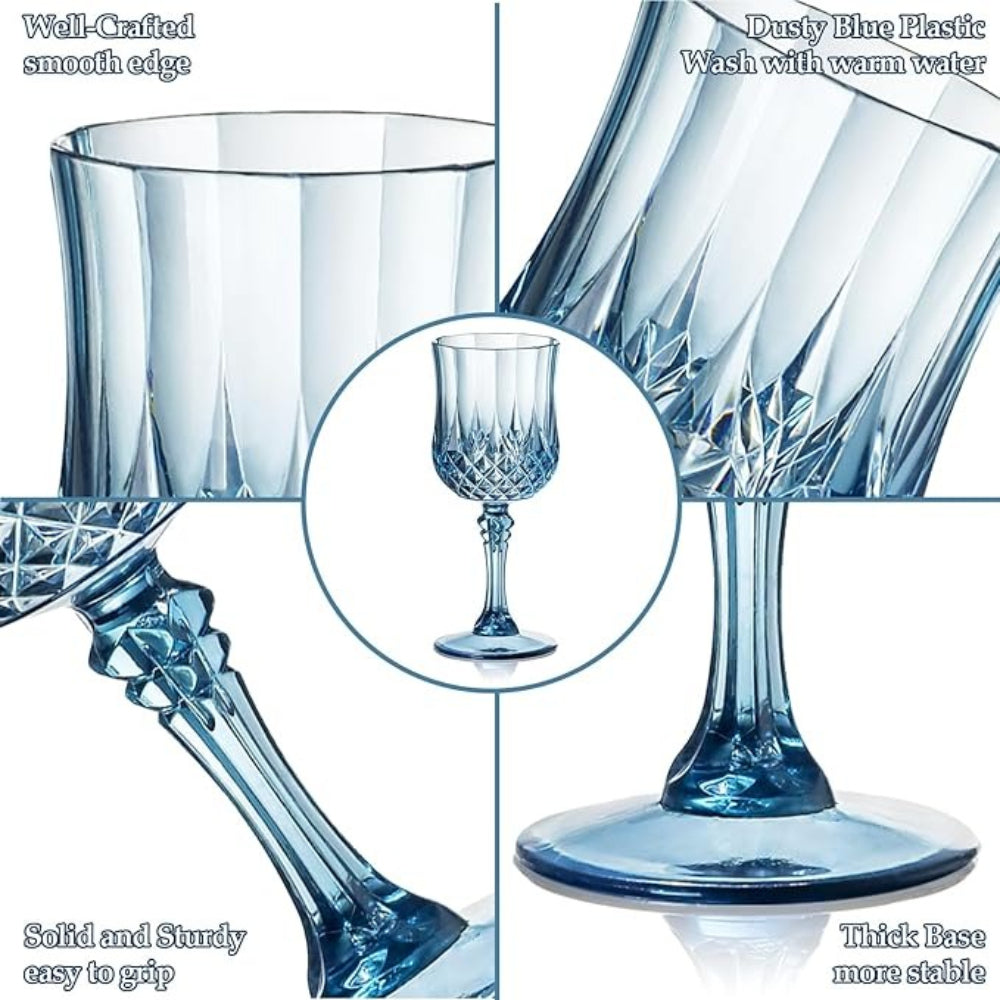 Shatterproof Vintage Champagne & Wine Glasses 48pcs – 7oz Unbreakable Plastic Goblets with Crystal Finish | Reusable Party Cups for Weddings, Outdoor Events & Celebrations | 6 Colors