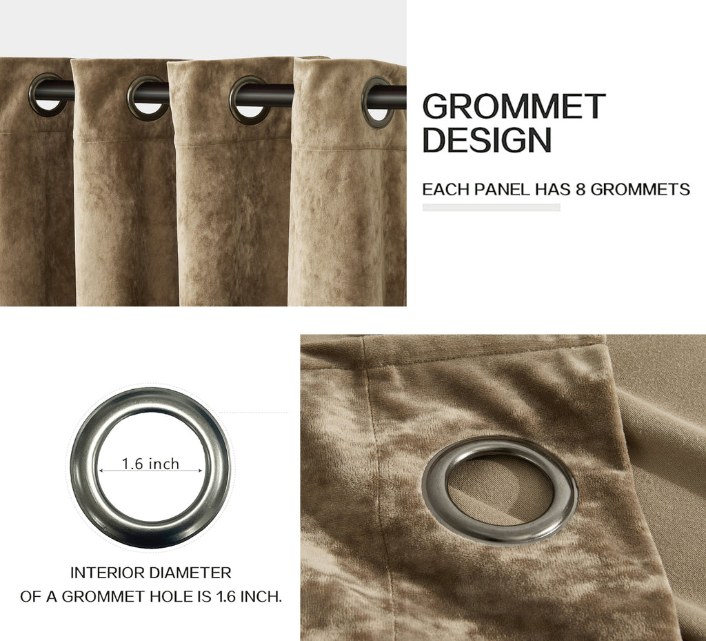 Luxury Distressed Crushed Velvet Curtains - 4-Piece Set (2 Panels + 2 Tiebacks), Grommet Top, Room Darkening | 10 Colors, 3 Sizes