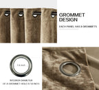 Luxury Distressed Crushed Velvet Curtains - 4-Piece Set (2 Panels + 2 Tiebacks), Grommet Top, Room Darkening | 10 Colors, 3 Sizes