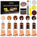 Wood Furniture Repair Kit 14 Piece Scratch Repair Filler Wood Putty Wax Touch Up Kit for Hardwood Floors Laminate Tables Doors Cabinets Walnut Colors Restore Cracks Holes