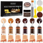 Wood Furniture Repair Kit 14 Piece Scratch Repair Filler Wood Putty Wax Touch Up Kit for Hardwood Floors Laminate Tables Doors Cabinets Walnut Colors Restore Cracks Holes
