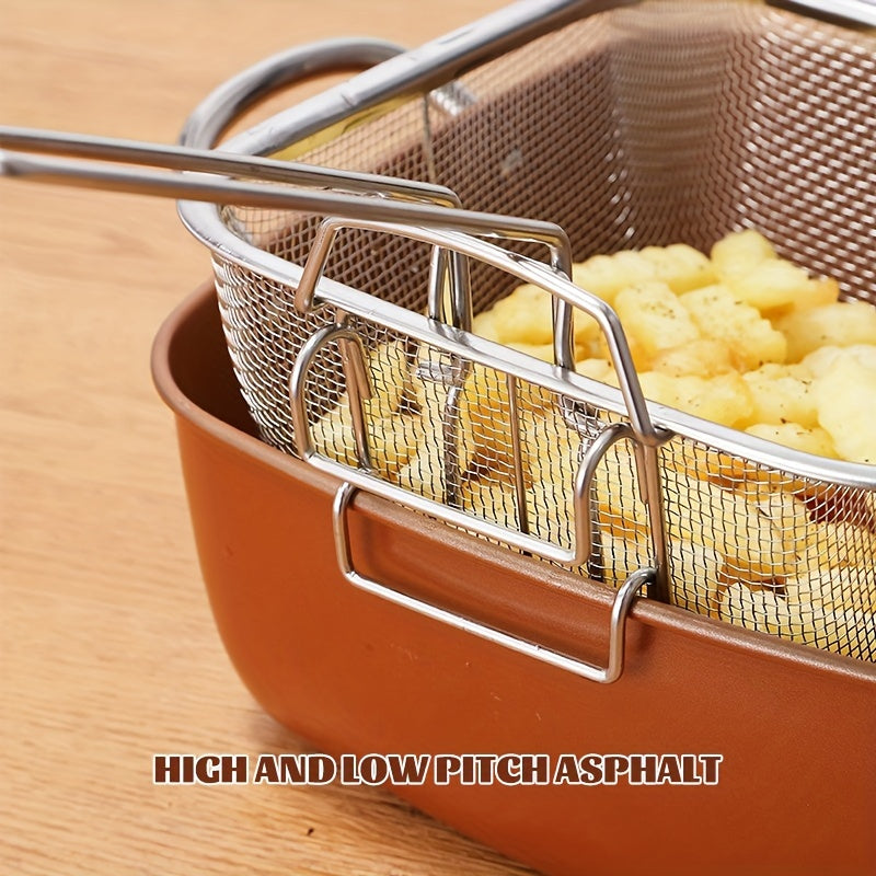 Deep Fryer Set with Strainer 4 Piece Large Capacity Oil Strainer Fryer Easy to Clean for Home Cooking French Fries Steaks Family Meals