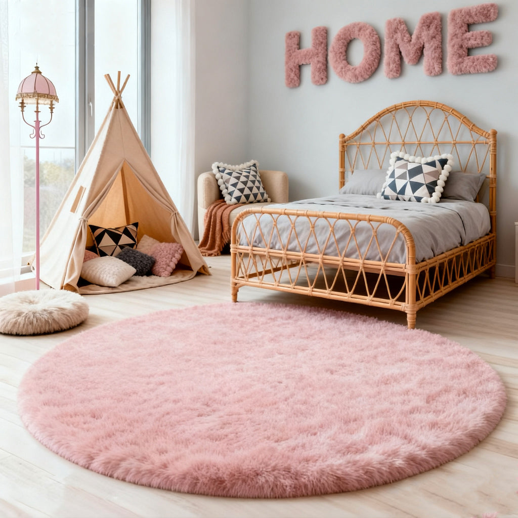 Tie Dye Round Area Rug Soft Plush Shaggy Circle Floor Mat Non-Slip for Living Room Bedroom Dorm – Boho Rainbow & Solid Colors 4x4 5x5 6x6 7x7 8x8 Ft | Home Decor Aesthetic