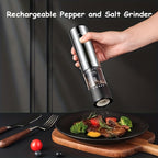 Electric Salt and Pepper Grinder Rechargeable USB – Adjustable Coarseness Automatic Pepper Mill, Stainless Steel with Lithium Battery for Home Kitchen, BBQ & Dining Table, 1pc or 2pcs Set