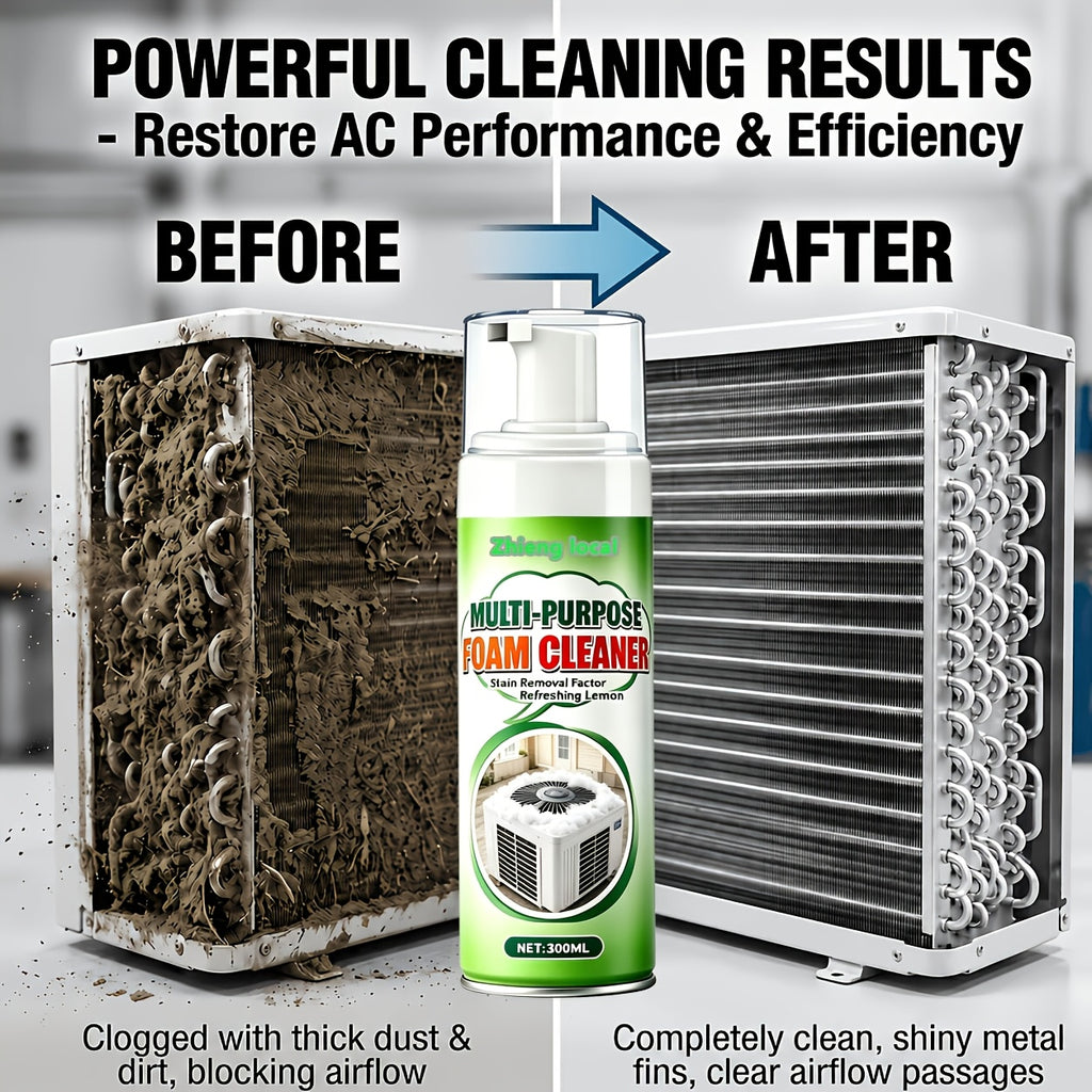 AC Cleaning Agent Spray 300ml – Air Conditioner Indoor & Outdoor Unit Cleaner for Cold Plates, Ventilation Openings & Refrigeration Systems, Removes Dirt & Improves Air Circulation Efficiency