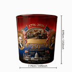 250th Anniversary Whiskey Glasses Set of 2 – 1776-2026 Commemorative We the People Gradient Glass Tumblers, 10oz Oval Gift for Patriotic Celebrations